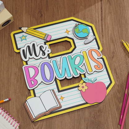 Personalized Teacher Door Sign, Personalised Name with Pencil Teacher Sign