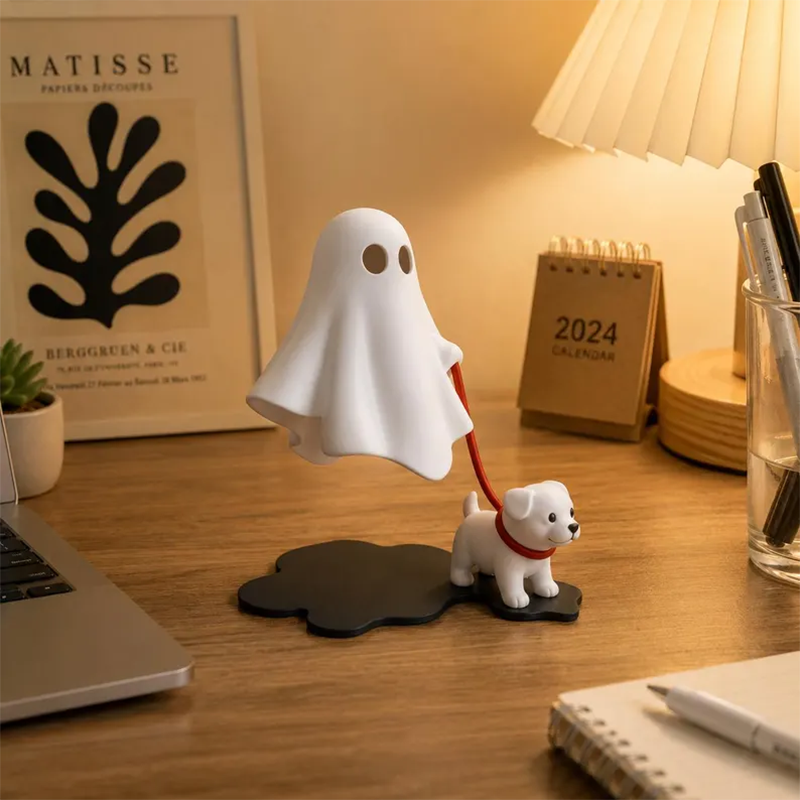 Cute Ghost Dog Figurine, Ghost Walker Desk Decor, Mini Ghost Statue