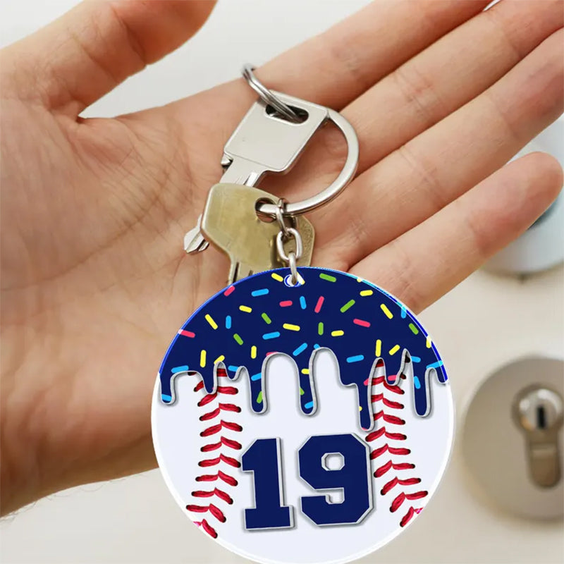 Personalized Baseball Lovers Gifts, Custom The Drip Baseball Keychain