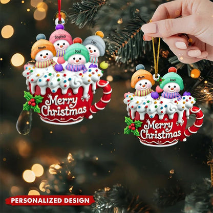 Personalized Snowman Family Ornament, Custom Family Christmas Ornament