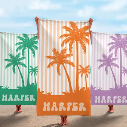 Beach Towels, Palm Tree Personalized Beach Towels