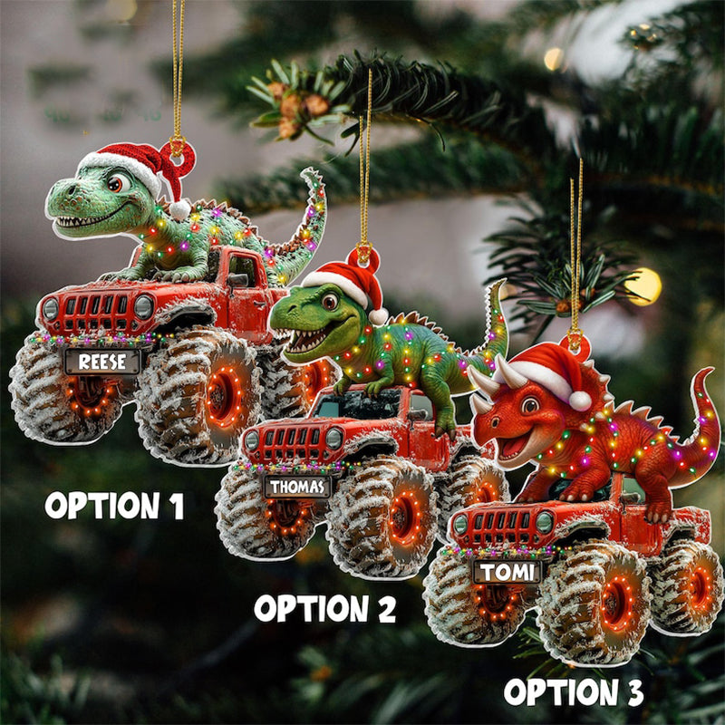 Custom Dinosaur Christmas Ornament, Monster Truck Ornament