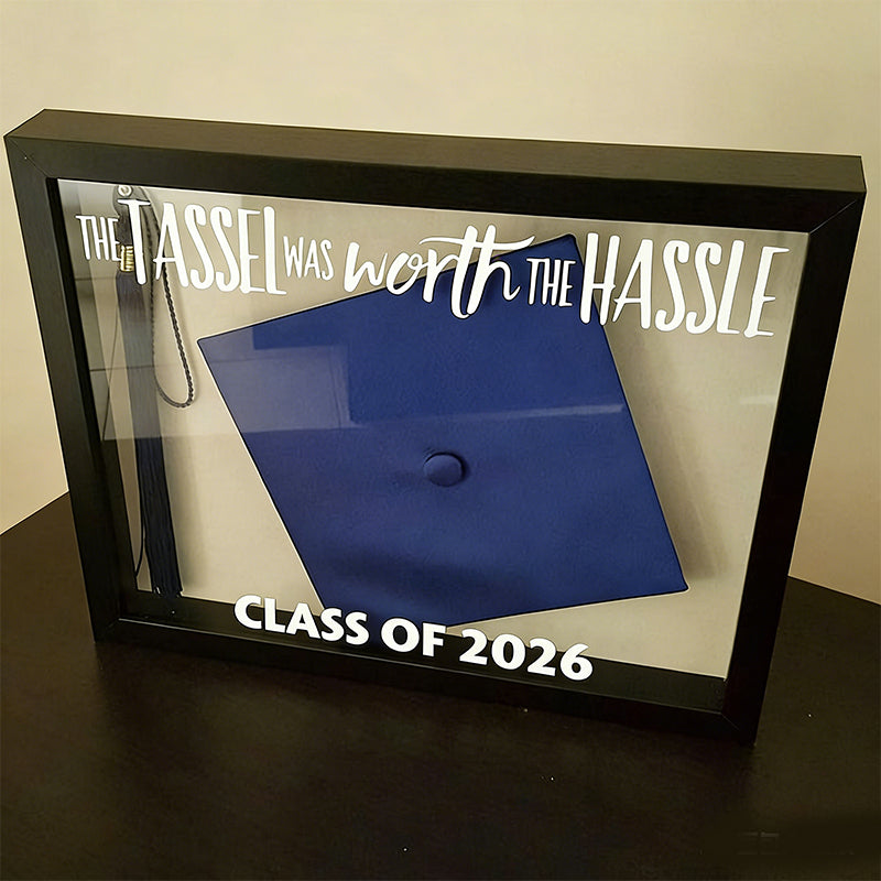 Graduation Cap Tassel Shadow Box, TASSEL Was WORTH The HASSLE, Milestone Keepsake Frame