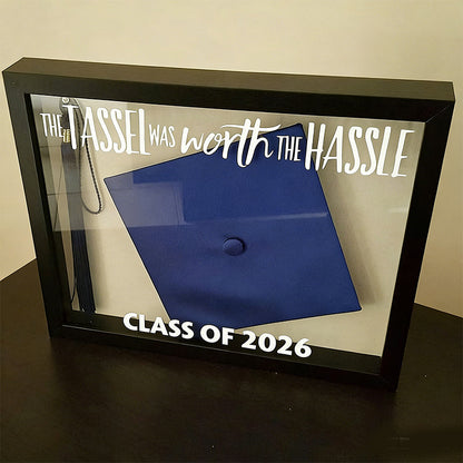 Graduation Cap Tassel Shadow Box, TASSEL Was WORTH The HASSLE, Milestone Keepsake Frame