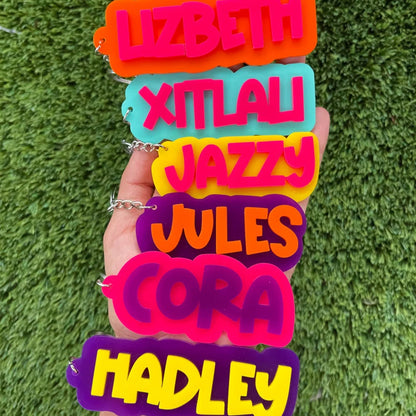 Backpack Keychain Name Tag | Acrylic Name Keychain | Personalized Acrylic Name Tag