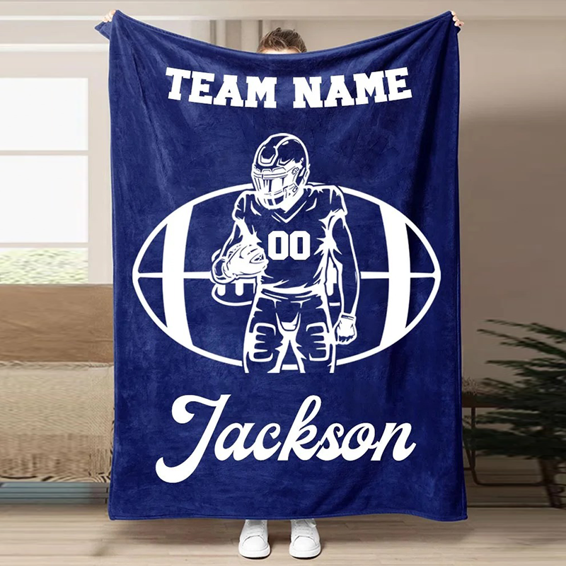 Football Customized Name and Number Blanket