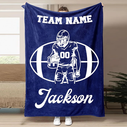 Football Customized Name and Number Blanket