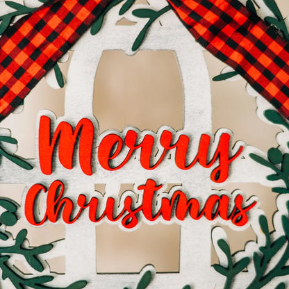Window Frame Wall Decor, Cathedral Windows, Holiday Wreath, Farmhouse Christmas