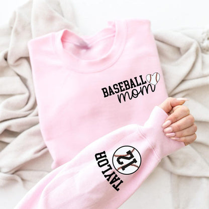Personalize Baseball Mom Kids Name On Sleeve Sweatshirt