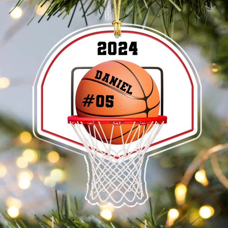 Personalized Basketball Ornament, Custom Name Number Baseball Player Keepsake