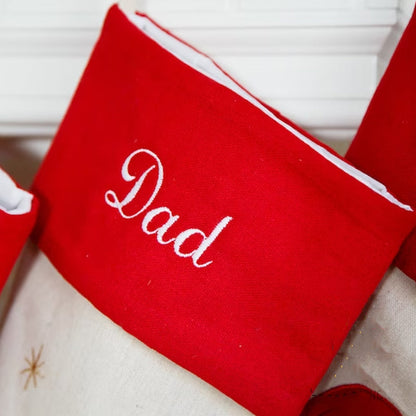 Embroidered, personalized christmas stockings
