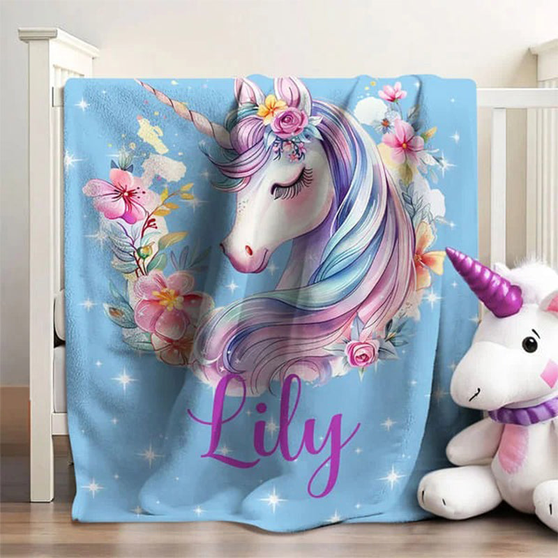 Personalized Fantasy Unicorn Soft Throw Blanket