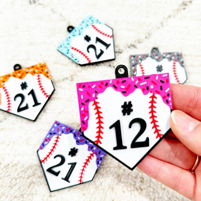 Personalized Baseball Home Plate Ice Cream Drip Keychain