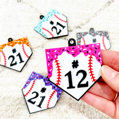 Personalized Baseball Home Plate Ice Cream Drip Keychain
