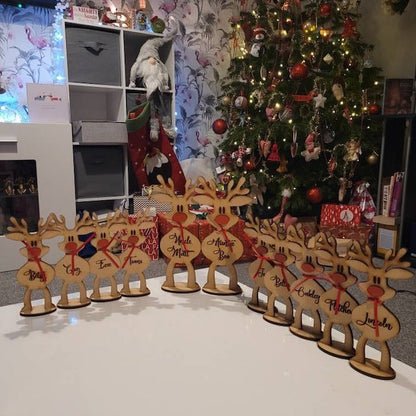 Personalised Freestanding Reindeer, Family Christmas Decoration, Place Names Setting Decoration