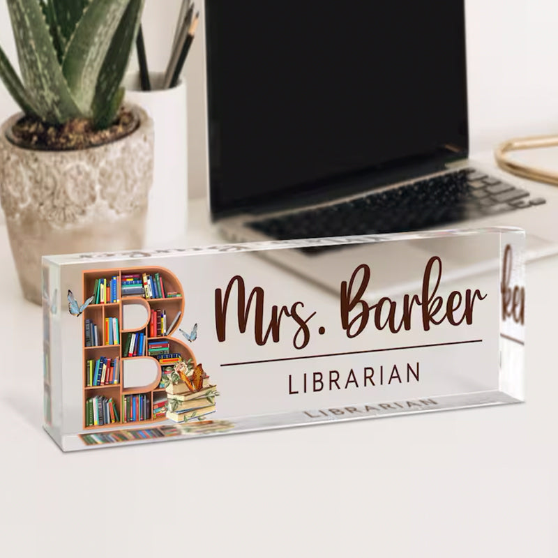 Personalized Teacher Desk Name Plate, School Librarian Gifts