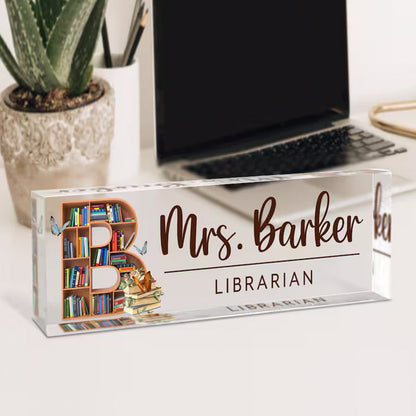 Personalized Teacher Desk Name Plate, School Librarian Gifts