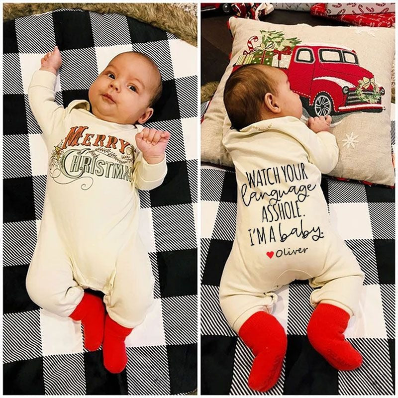 Merry Christmas Unisex Baby Outfit, Ugly Christmas Baby Outfit