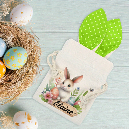 Customizable Easter Bunny Ear Gift Bag with Personalized Name