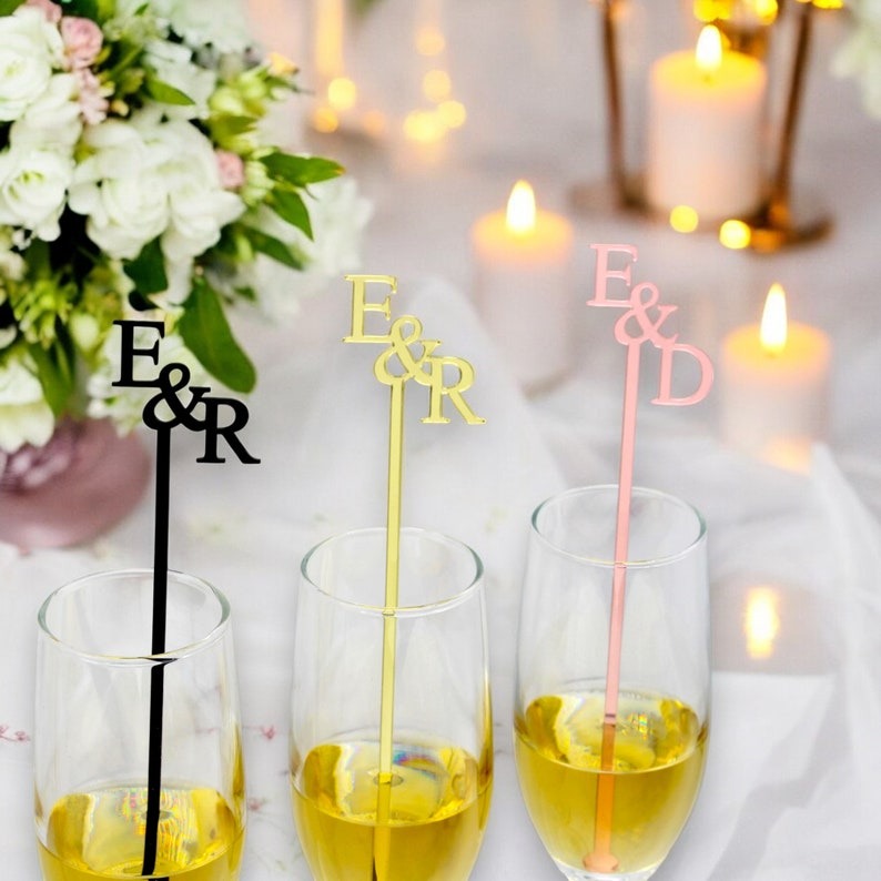 Personalized Drink Stirrers, Wedding Stir Sticks, Custom Initial Cocktail Stirrers