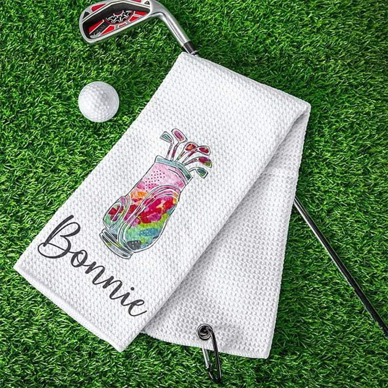 Personalized Colorful Golfing Clubs Golf Waffle Towel
