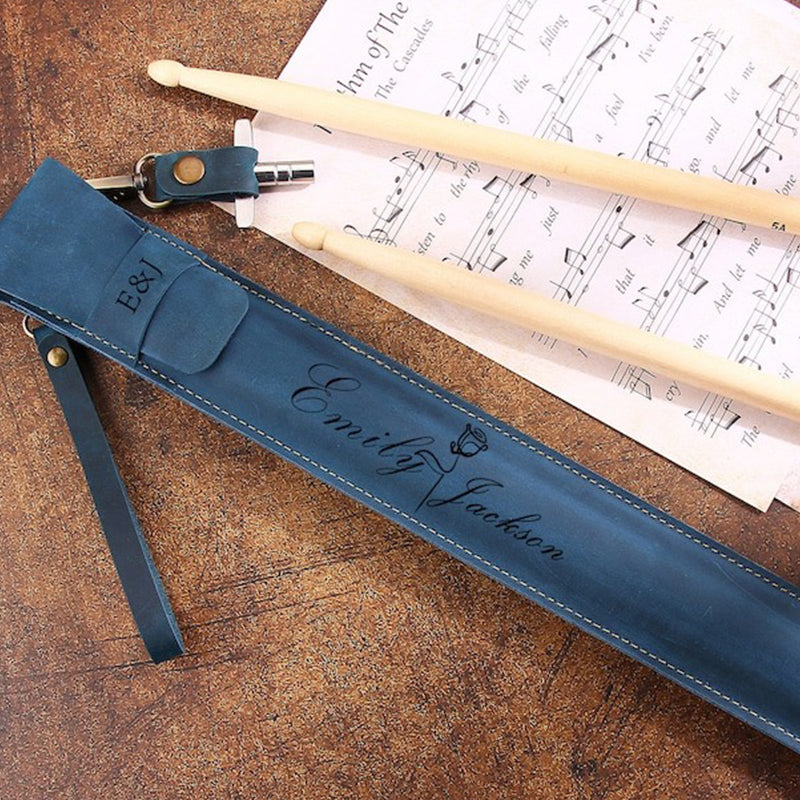 Custom Leather Drum Stick Bag, Handmade Leather Drumstick Holder