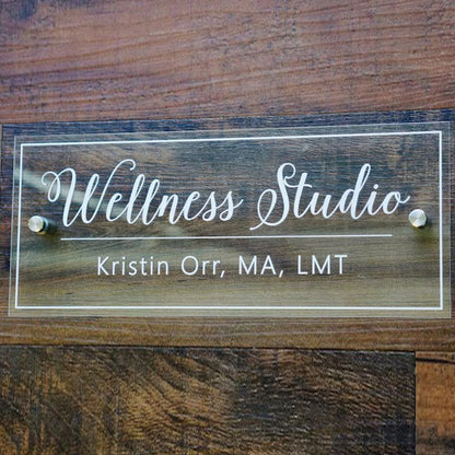 Door Name Plate CLEAR Acrylic  Reception Desk Business Sign Office Decor