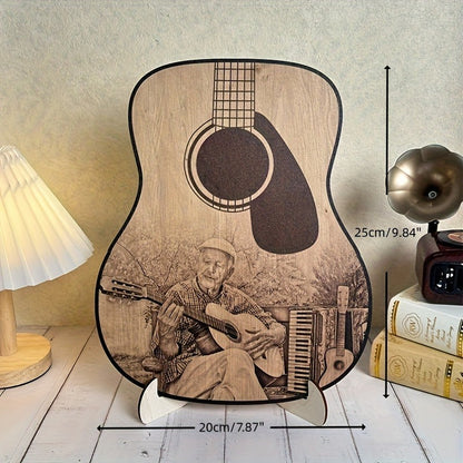Handmade Solid Wood Guitar-Shaped Photo Keepsake