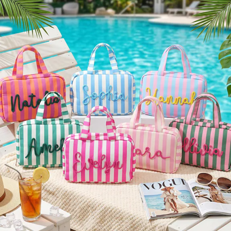 Custom Expandable Foldable Toiletry Bag, Personalized Hanging Travel Makeup Bag with Hook