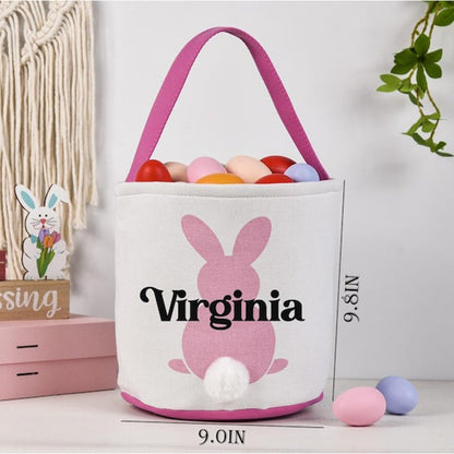 Kids Egg Hunt Bags, Personalized Easter Basket, Custom Name Bunny Basket
