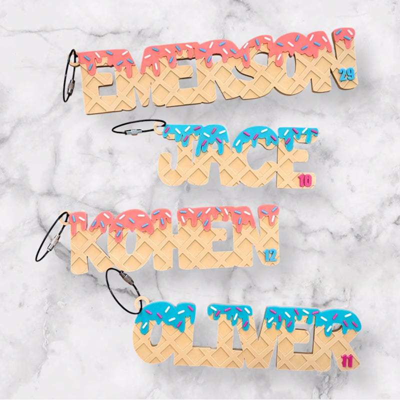 Ice Cream Drip Personalized Name Bag Tag – Backpack or Sports Bag Tag