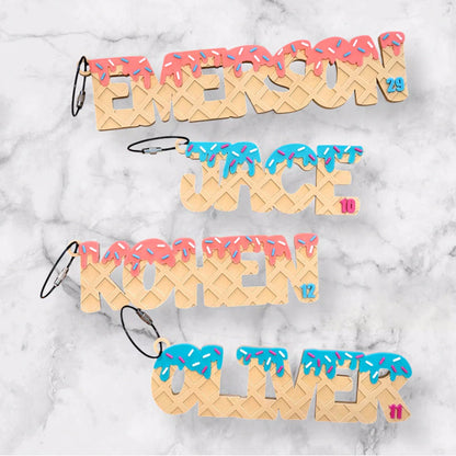 Ice Cream Drip Personalized Name Bag Tag – Backpack or Sports Bag Tag