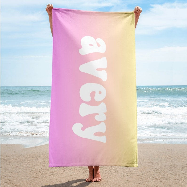 Personalized Beach Towel with Name, Packable Towel