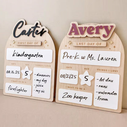 Personalized First Day of School Sign Reusable First Day of Preschool Sign