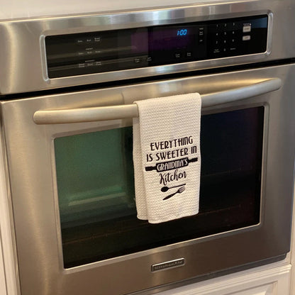Grandma gift, Mothers day gift, Embroidered towel, kitchen towels