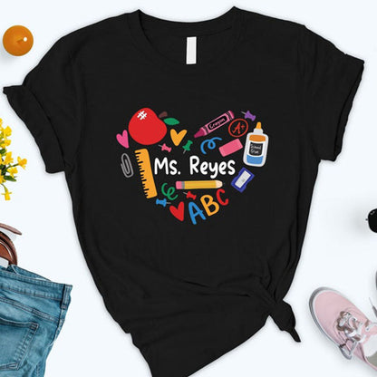 Custom Teacher Shirt, Heart Custom T-Shirt, Teacher Team Shirts, Personalized School Tshirt