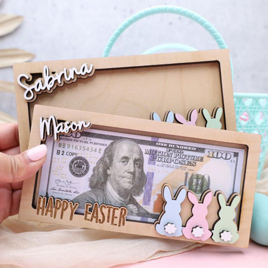 Bunny Easter Money Holder: Wooden Easter Basket Stuffer