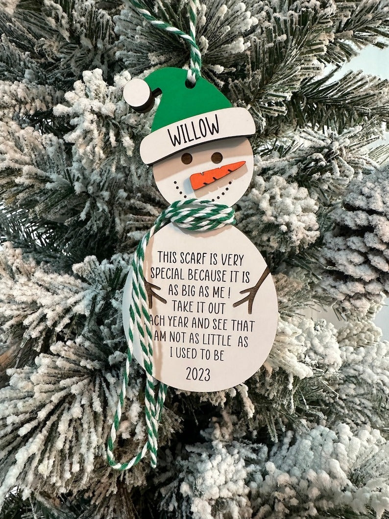 Personalized Snowman Height Ornament Keepsake