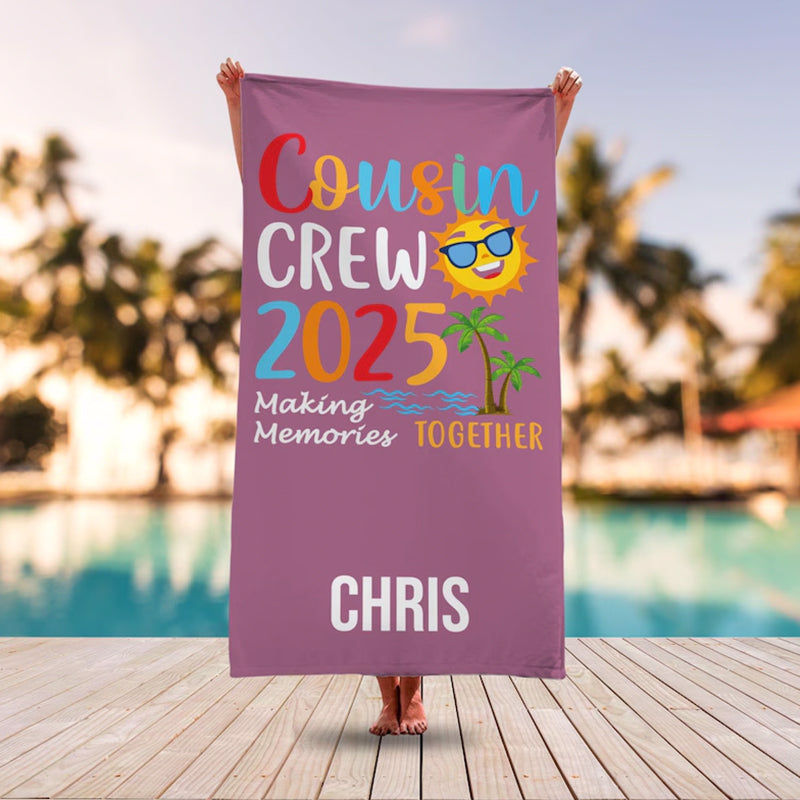 Custom Cousin Crew Beach Towel, Summer Beach Gift For Cousin
