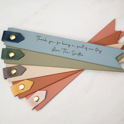 Engraved leather bookmark w/ loop