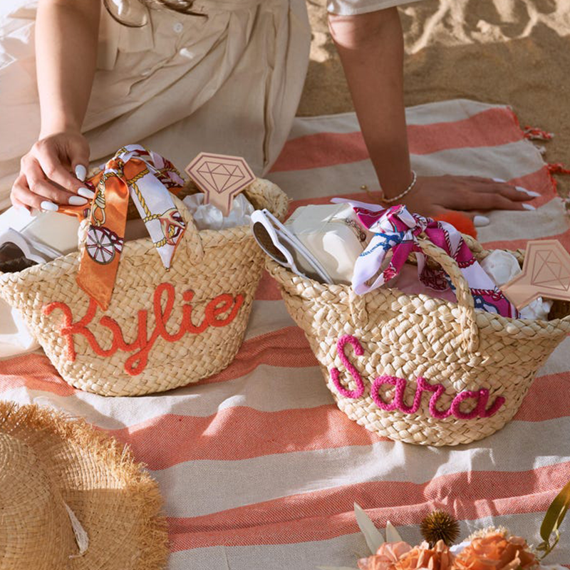 Personalized Beach Bag, Custom Straw HandBag, Bridesmaid Gifts