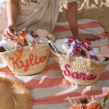 Personalized Beach Bag, Custom Straw HandBag, Bridesmaid Gifts