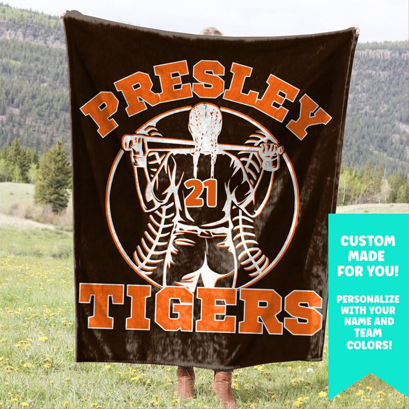 Softball Gift, Personalized Blanket with Name