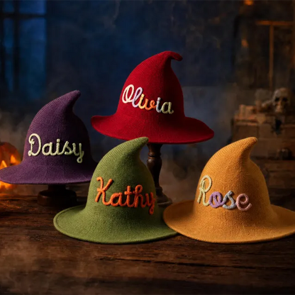 Custom Name Halloween Witch Hat, Personalized Kids Witch Hat