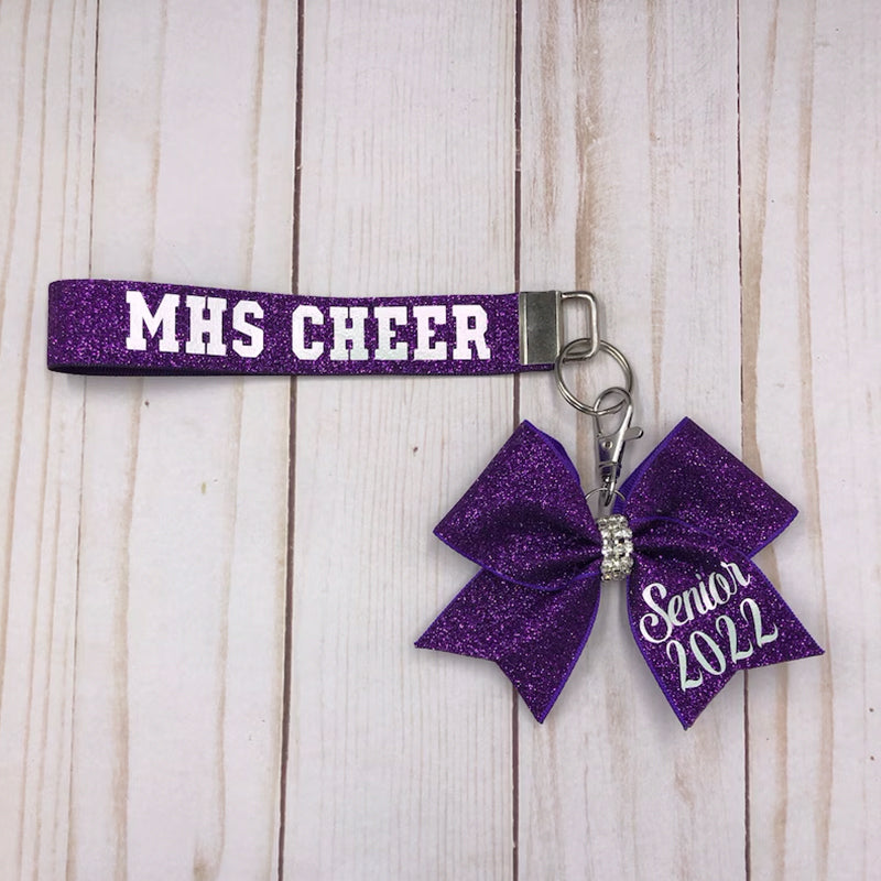 Custom Glitter Bow keychains and/or Wristlets
