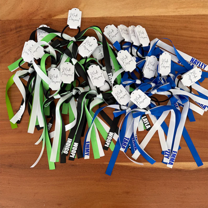 Personalised Team Ribbons with elastic | Custom Name Sports Ribbons