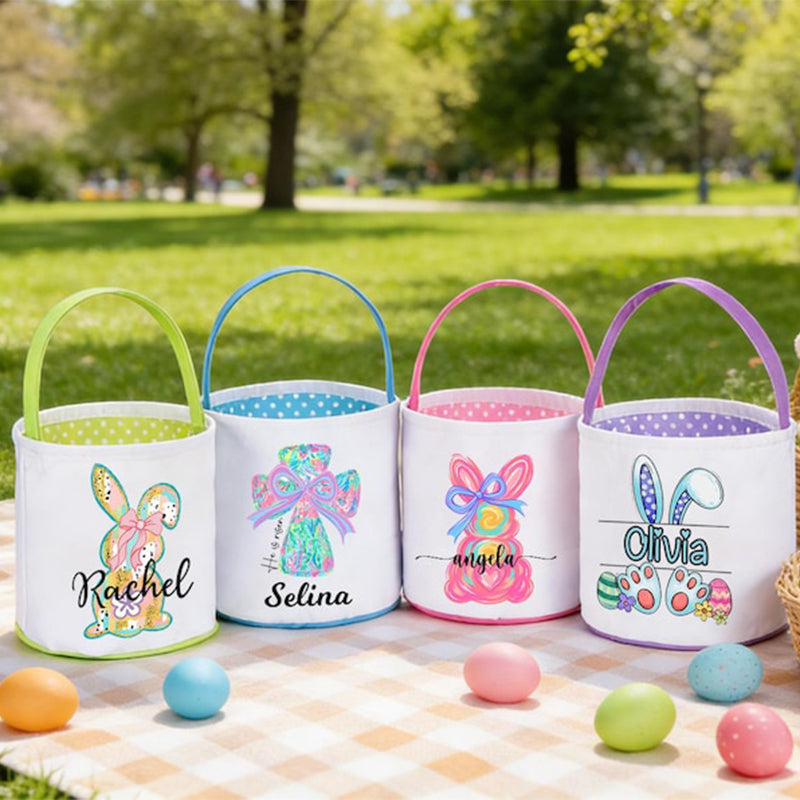 Personalized Easter Basket With Name,Custom Easter Egg Hunt Gift For Kids