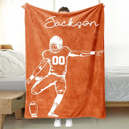 Football Customized Name and Number Blanket