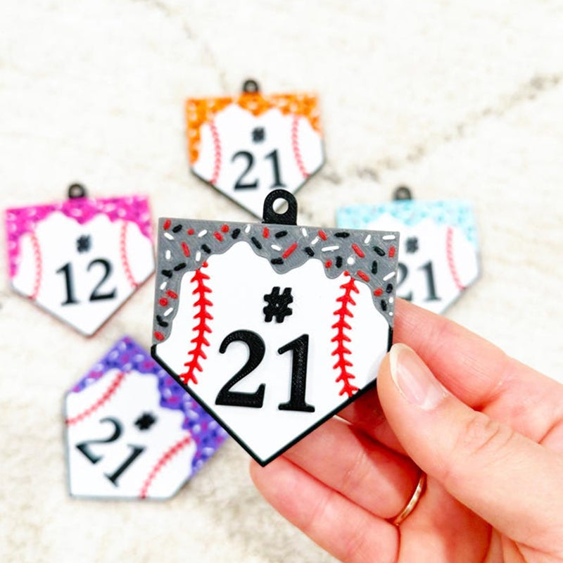 Personalized Baseball Home Plate Ice Cream Drip Keychain
