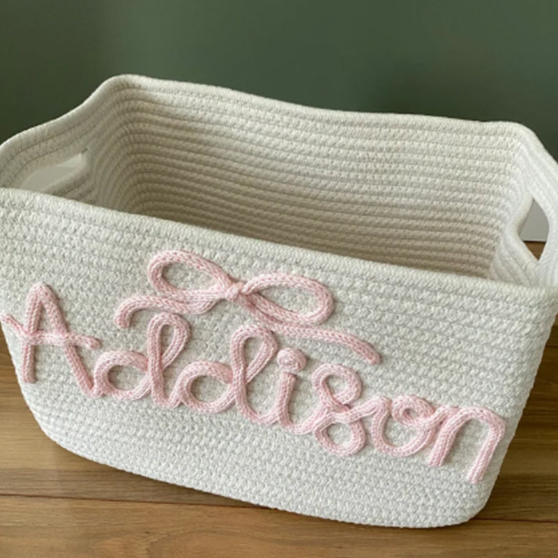 Personalized Name Basket with Bow, Baby shower gift basket